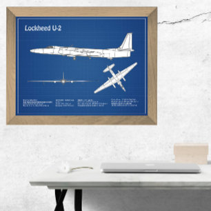 U-2 Dragon Lady - Airplane Blueprint Plans ABD Fotodruck