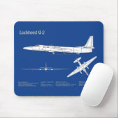 U-2 Dragon Lady - Airplane Blueprint Plans ABD Mousepad (Mit Mouse)