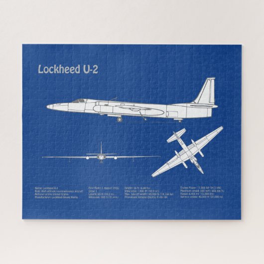 U-2 Dragon Lady - Airplane Blueprint Plans ABD Puzzle (Horizontal)