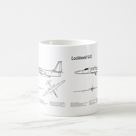 U-2 Dragon Lady - Airplane Blueprint Plans BD Kaffeetasse (Mittel)