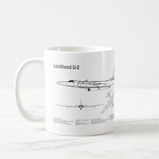 U-2 Dragon Lady - Airplane Blueprint Plans BD Kaffeetasse (Links)