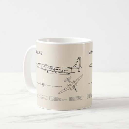 U-2 Dragon Lady - Airplane Blueprint Plans SD Kaffeetasse (Vorderseite Links)