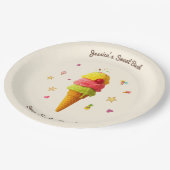 U-Ausschnitt. Lächle. Wieder von vorne. - Geburtst Pappteller (Schrägansicht)