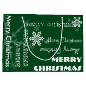 U-Auswahl-Farbpersonalisierte weiße Schneeflocken Große Geschenktüte (Rückseite)