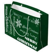 U-Auswahl-Farbpersonalisierte weiße Schneeflocken Große Geschenktüte (Rückseite Schrägansicht)