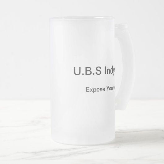 U.B.S Indycent mattierte Bier-Tasse Mattglas Bierglas (VorderseiteRechts)