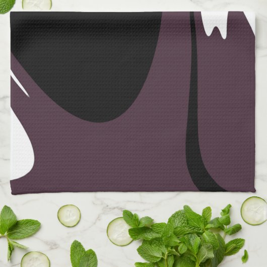 U-Bahn: Abstrakt Schwarz, Weiß, Lila und Grün Geschirrtuch (Gefaltet)