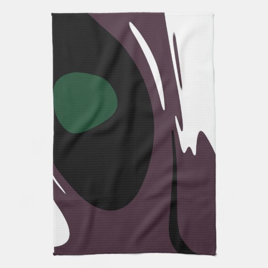 U-Bahn: Abstrakt Schwarz, Weiß, Lila und Grün Geschirrtuch (Vertikal)