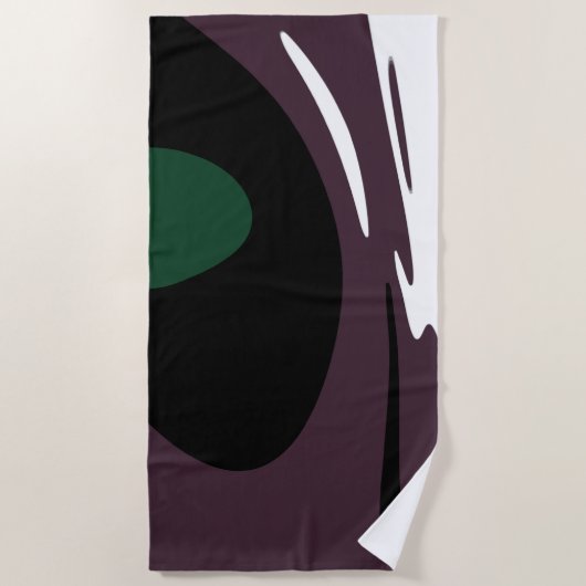 U-Bahn: Abstrakt Schwarz, Weiß, Lila und Grün Strandtuch (Vorderseite)