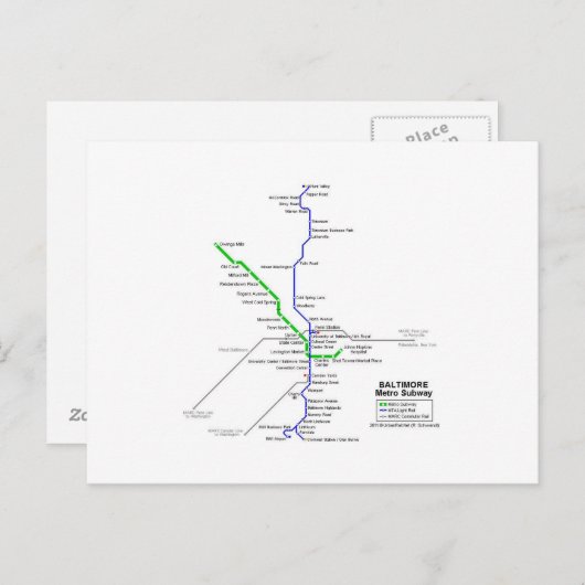 U-Bahn Baltimore Postkarte (Vorne/Hinten)