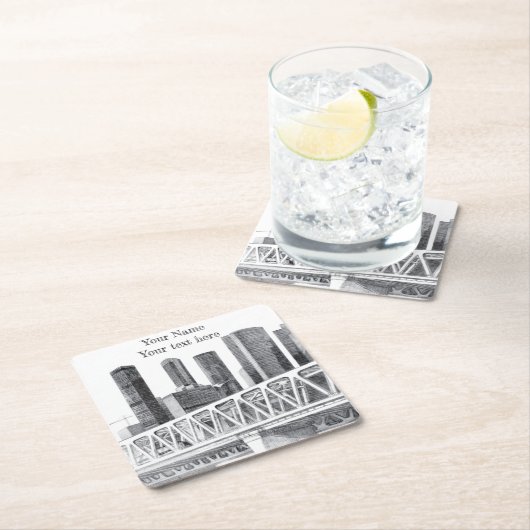 U-Bahn-Brücke Rechteckiger Pappuntersetzer (Vor Ort)