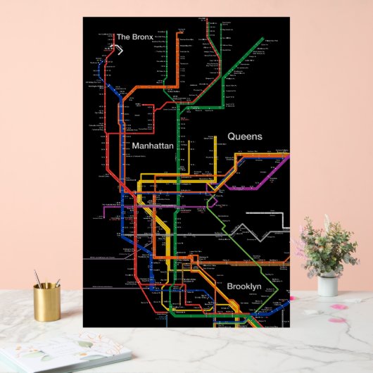 U-Bahn-Karte NY-Stadt Acrylschild (Hochzeit)