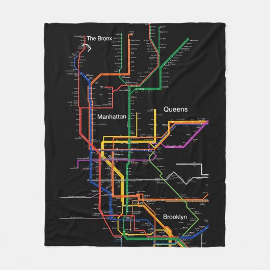 U-Bahn-Karte NY-Stadt Fleecedecke (Vorderseite)