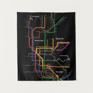 U-Bahn-Karte NY-Stadt Wandteppich