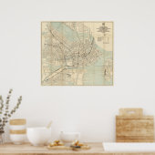 U-Bahn-Karte Vintag Downtown Boston (1917) Poster (Küche)