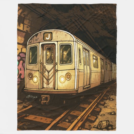 U-Bahn NYC Graffiti Mural Fleece Blanket (Vorderseite)