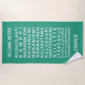 U-Bahn-Stationen in Helsinki individuelle Name und Strandtuch (Vorderseite)