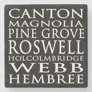 U-Bahn-Straßenschilder, Roswell, Georgia Marmorste Steinuntersetzer