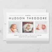 U-Bahn-Streifen Geburtsankündigung | Grau Ankündigung (Vorderseite)