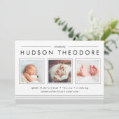 U-Bahn-Streifen Geburtsankündigung | Grau Ankündigung (Stehend Vorderseite)