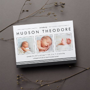 U-Bahn-Streifen Geburtsankündigung   Holzkohle Ankündigung