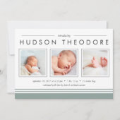 U-Bahn-Streifen Geburtsankündigung | Moss Ankündigung (Vorderseite)