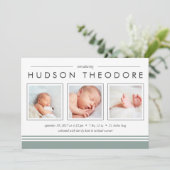 U-Bahn-Streifen Geburtsankündigung | Moss Ankündigung (Stehend Vorderseite)