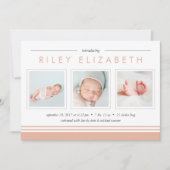 U-Bahn-Streifen Geburtsankündigung | Papaya Ankündigung (Vorderseite)