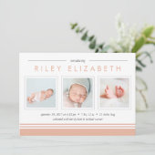 U-Bahn-Streifen Geburtsankündigung | Papaya Ankündigung (Stehend Vorderseite)