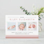 U-Bahn-Streifen Geburtsankündigung | ROSE Ankündigung (Stehend Vorderseite)