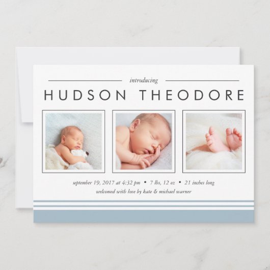 U-Bahn-Streifen Geburtsankündigung | Sky Ankündigung (Vorderseite)