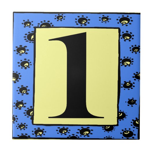 U-Bahn-Tiles, blaue Rahmen-Sterne 1 Fliese (Vorderseite)