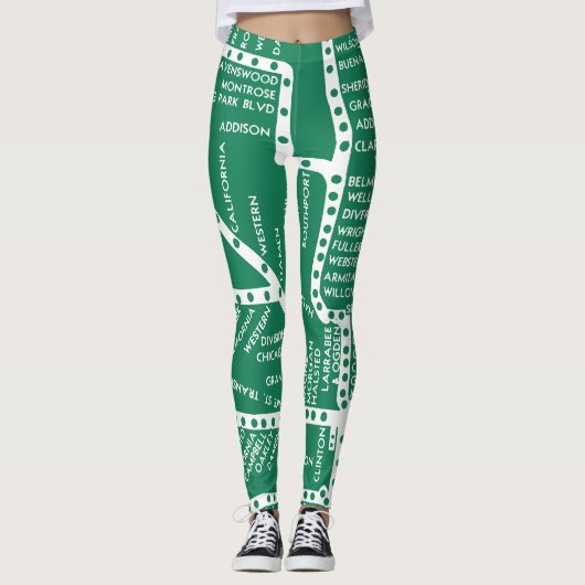 U-Bahn-Vintage Bahnlinie Chicago Leggings (Vorderseite)