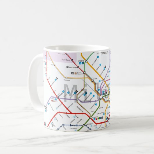 U-Bahn von Mailand Kaffeetasse (Vorderseite Links)