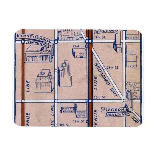 U-BAHNKARTE NEW YORK, 1940 2 MAGNET (Horizontal)