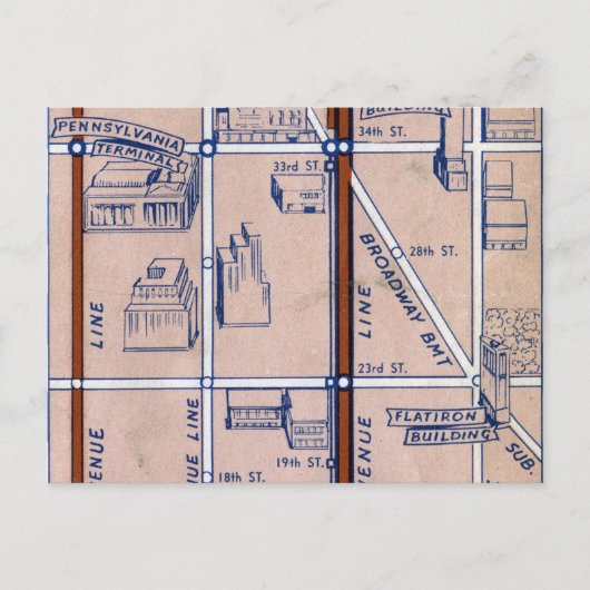 U-BAHNKARTE NEW YORK, 1940 2 POSTKARTE (Vorderseite)