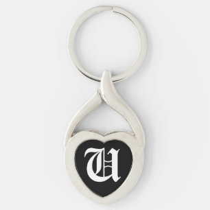 "U" Black Heart Keychain Schlüsselanhänger