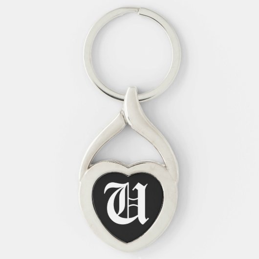 "U" Black Heart Keychain Schlüsselanhänger (Vorderseite)