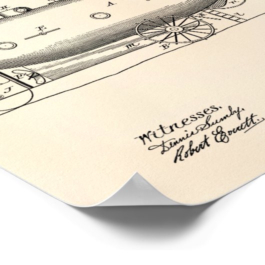 U-Boot 1897 Patent Art Old Peper Poster (Ecke)