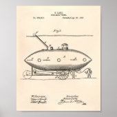 U-Boot 1897 Patent Art Old Peper Poster (Vorne)