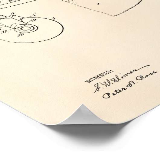 U-Boot 1902 Patent Art Old Peper Poster (Ecke)