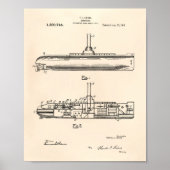 U-Boot 1919 Patent Art Old Peper Poster (Vorne)