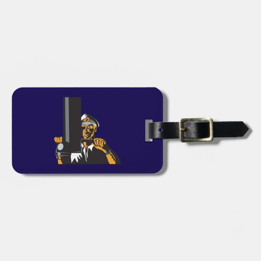 U-Boot-Captain mit Periscope Gepäckanhänger (Vorderseite horizontal)