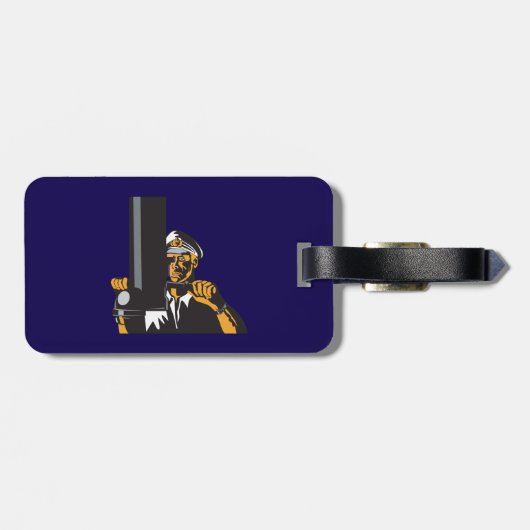 U-Boot-Captain mit Periscope Gepäckanhänger (Rückseite horizontal)