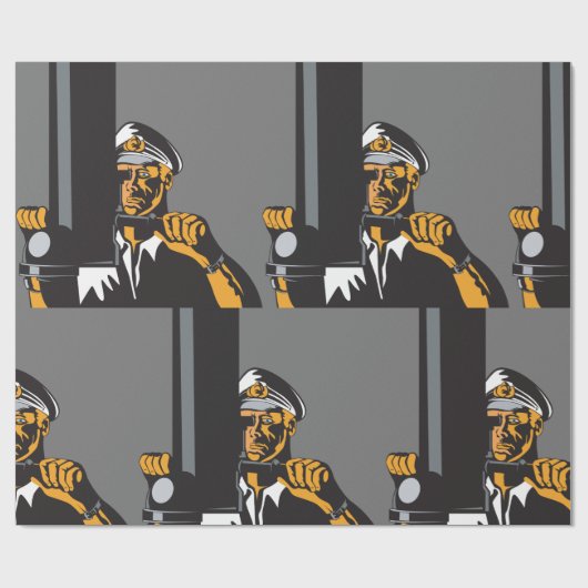 U-Boot-Captain mit Periscope Geschenkpapier (Flach)