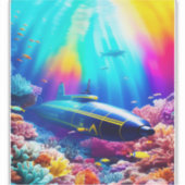 U-Boot in schönem Ozean Aufkleber (Vorderseite)