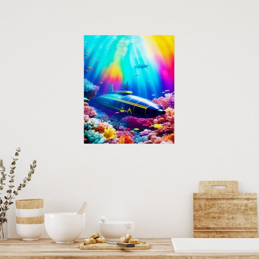 U-Boot in schönem Ozean Poster (Küche)