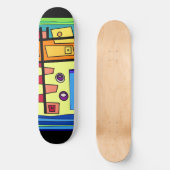 U-Boot Leben Orange Gelb Blau Grün  Skateboard (Vorderseite)
