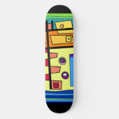 U-Boot Leben Orange Gelb Blau Grün  Skateboard (Vorderseite)