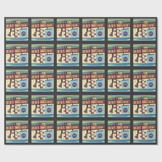 U-Boot Life Brown Lila Blue Green Geschenkpapier (Flach)